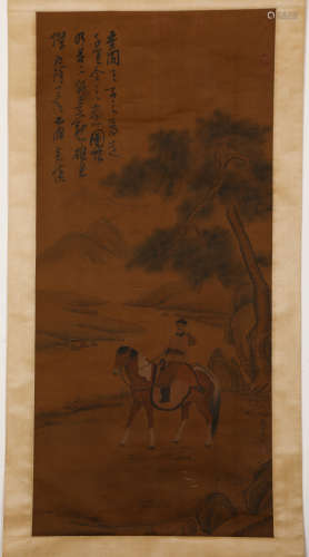 Chinese Ink Painting, Zhao Ziang's Horse vertical scroll