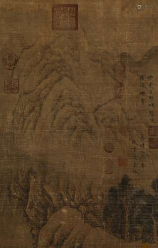 Chinese Ink Painting, Ni Zan's Landscape vertical scroll
