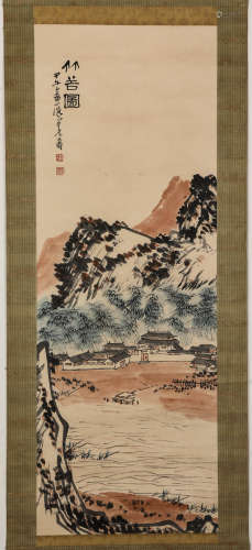 Chinese ink painting, landscape vertical scroll