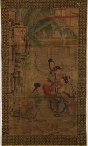 Chinese ink painting, Li Di's figure vertical scroll