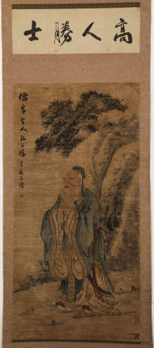 Chinese Ink Painting, Wu DaoZi's Figure  vertical scroll