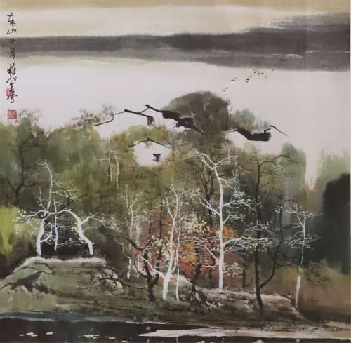 刘懋善 -- 秋韵
（1942-）江苏人，擅山水，以其独特的江南水画画而为...