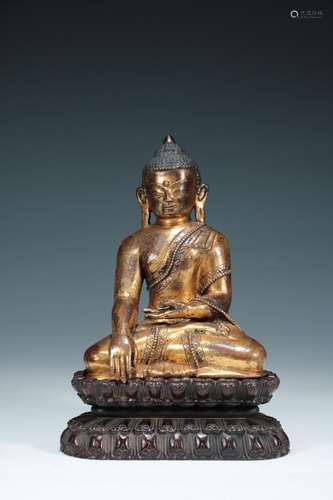 12th century - bronze gilt statue of Sakyamuni Buddha