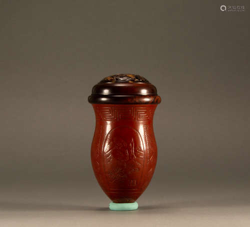 Qing - pao utensils window, landscape, katydid gourd