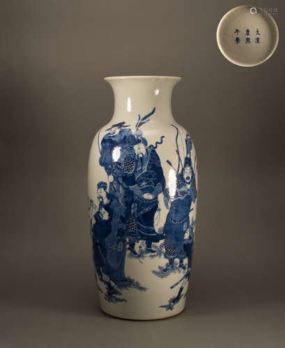 Qing - Blue and white character story bottle