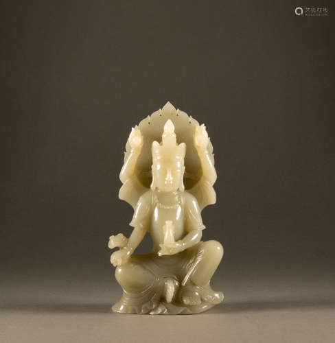 Qing - Hetian Jade four-arm Statue of Avalokitesvara