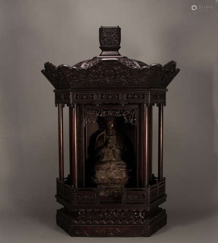 Qing - Rosewood Shrine [One Statue of Liao Buddha]