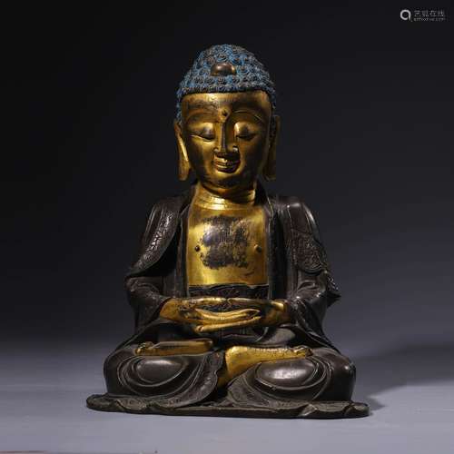 14th century - Bronze gilt Sakyamuni Buddha