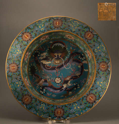 Qing - bronze gilt dragon pattern basin