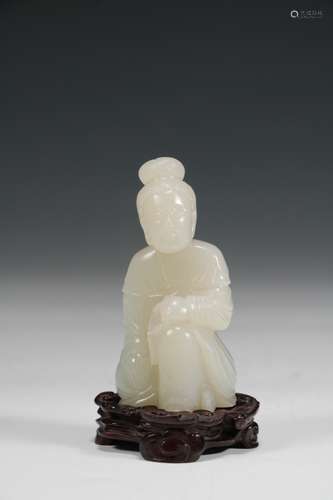 Qing dynasty - Hetian white jade figure ornaments