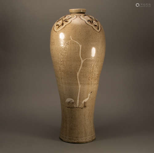 Tang - Celadon crane pattern plum vase