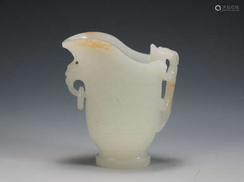 Qing - Hetian white jade Chi Dragon Goblet