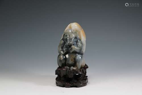 Tang - Hotan blue and white jade hero fighting spirit orname...