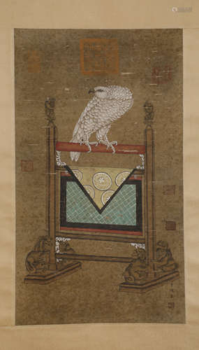 Song - Lidi imperial Eagle on silk scroll