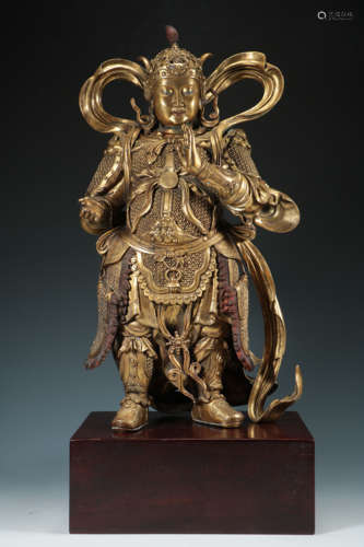 Qing - Bronze Gilt Wei -Tuo Standing Image