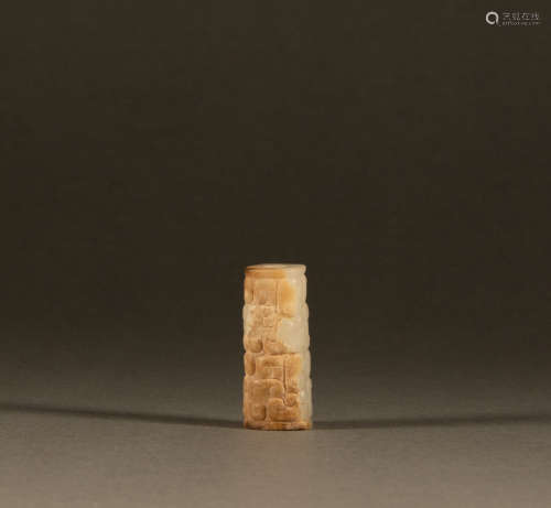 Western Zhou Dynasty - Hetian Bone Nail Grain Jade Tube