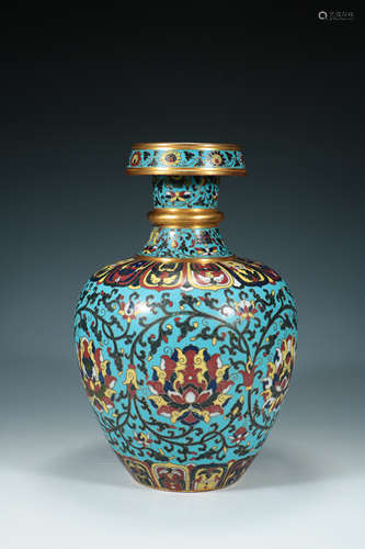 Ming - Cpper Tire Silk - Indented Enamel Passionflower Vase