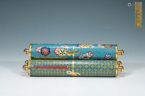 Qing - Cloisonne scroll case