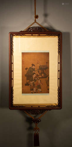 Qing - Mahogany figure hanging screen