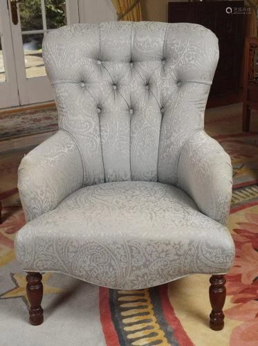 PAIR OF MODERN DEEP BUTTONED UPHOLSTERED CHAIRS