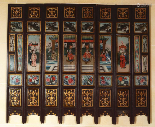 CHINESE QING REVERSE PAINTED MIRROR SCREEN