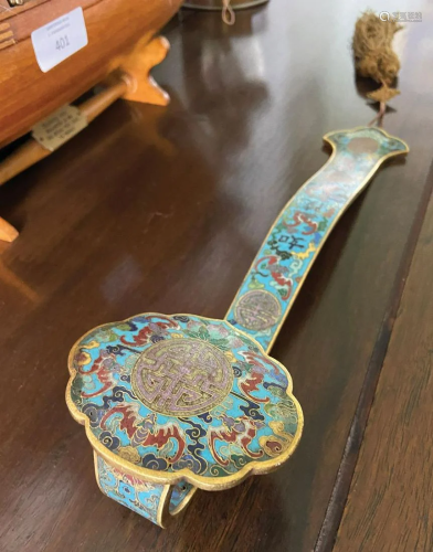 CHINESE QING CLOISONNE RUYI SCEPTRE