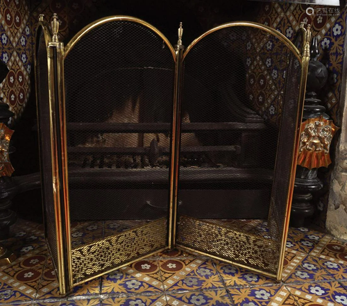 EDWARDIAN 4-FOLD BRASS SCREEN