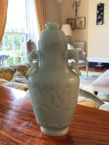 LARGE CHINESE QING JADE VASE