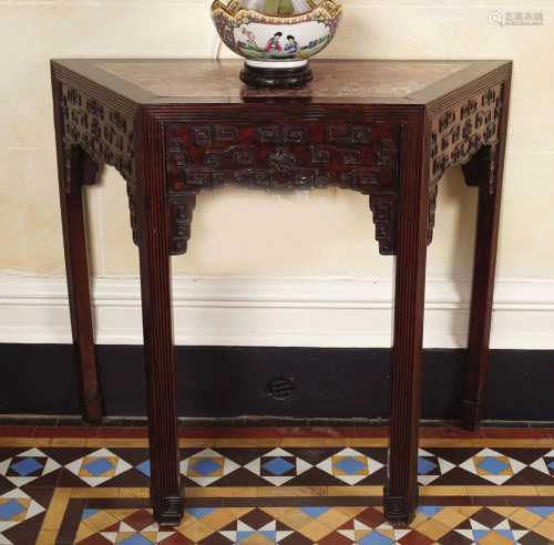 CHINESE LATE QING CARVED HARDWOOD TABLE
