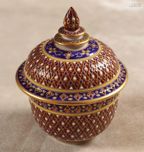 GILDED AND PAINTED THAI CERAMIC BOWL