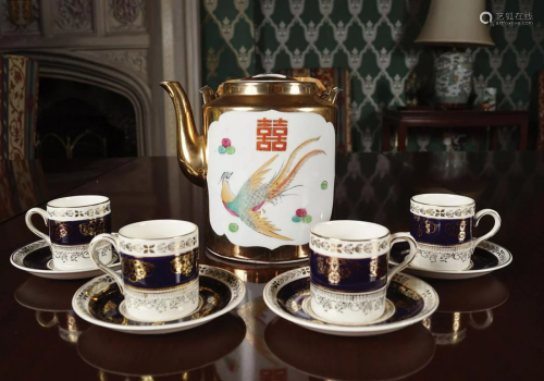 4 CROWN DUCAL COFFEE CUP AND SAUCERS