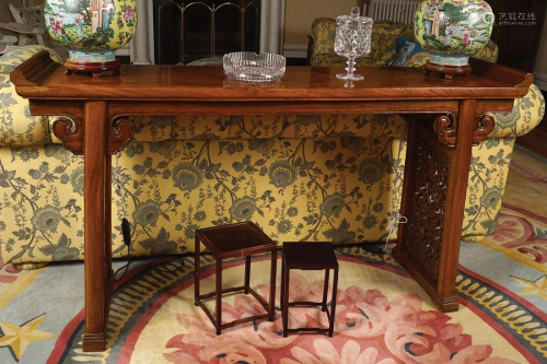 LATE 19TH-CENTURY CHINESE ELMWOOD ALTAR TABLE