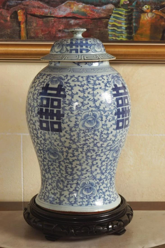 PAIR LARGE CHINESE BLUE AND WHITE GINGER JARS