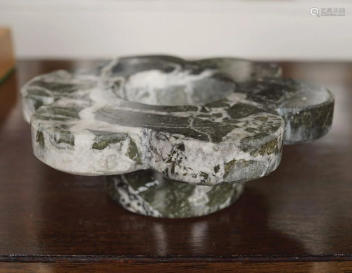GREEN VEINED MARBLE CANDLE HOLDER