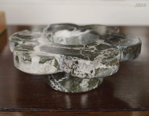 GREEN VEINED MARBLE CANDLE HOLDER