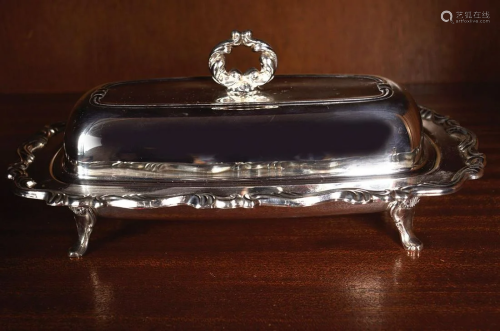 ROCOCO SILVER PLATED BUTTER DISH