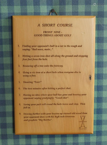 GOLF THEMED WOODEN PLAQUE