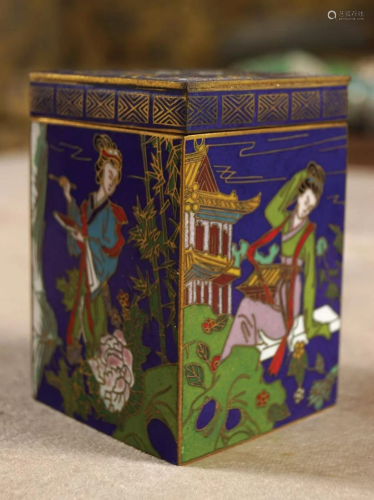 CHINESE CLOISONNE ENAMELLED CADDY AND COVER