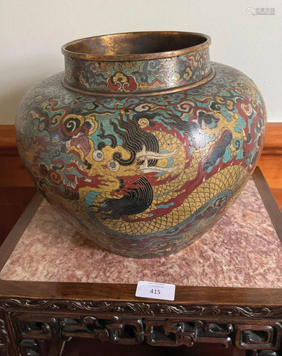 LARGE CHINESE CLOISONNE JARDINIERE