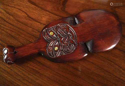 NEW ZEALAND MAORI AND MOTHER O'PEARL INLAID BATON