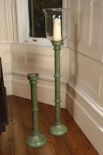 2 LARGE BRONZE STANDARD CANDLE HOLDERS