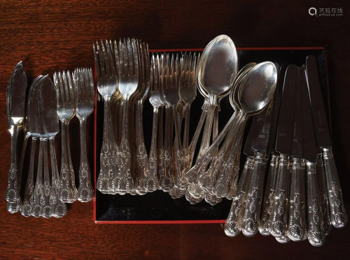 SET OF KING'S PATTERN SILVER-PLATED CUTLERY
