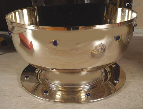 LARGE ART SILVER PLATED PUNCH BOWL