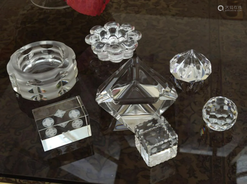 GROUP OF 7 ASSORTED CRYSTAL CANDLE HOLDERS
