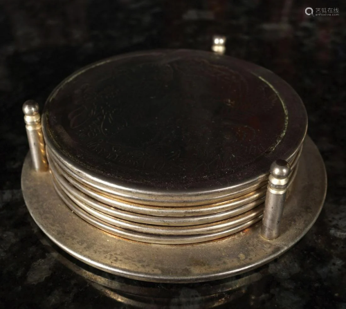 SET OF 6 SILVER PLATED COASTERS