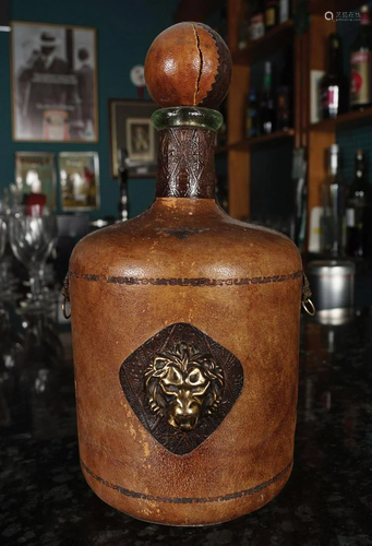 ITALIAN LEATHER-BOUND DECANTER