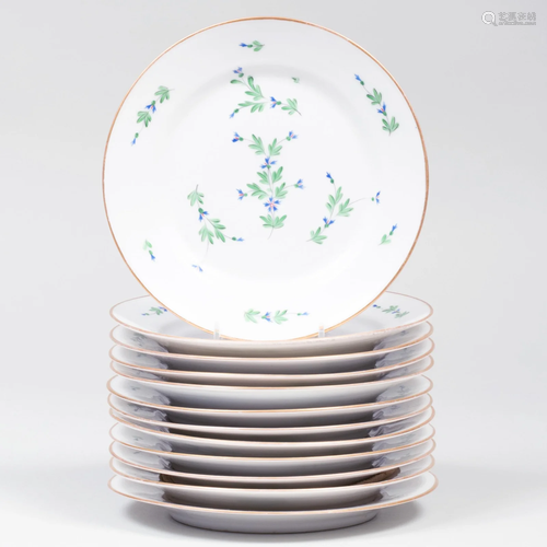 Set of Twelve French Porcelain Plates in the 'Angouleme