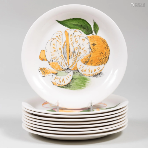 Set of Nine Clarice Cliff Porcelain Dessert Plates