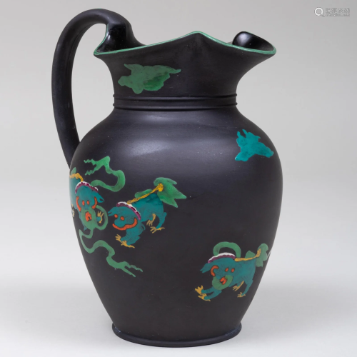 Wedgwood Basalt Pitcher Decorated with Dragons