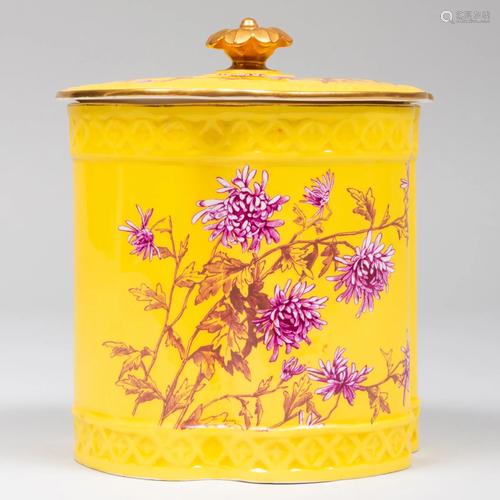 Royal Worcester Yellow Ground Porcelain Lobed Jar and